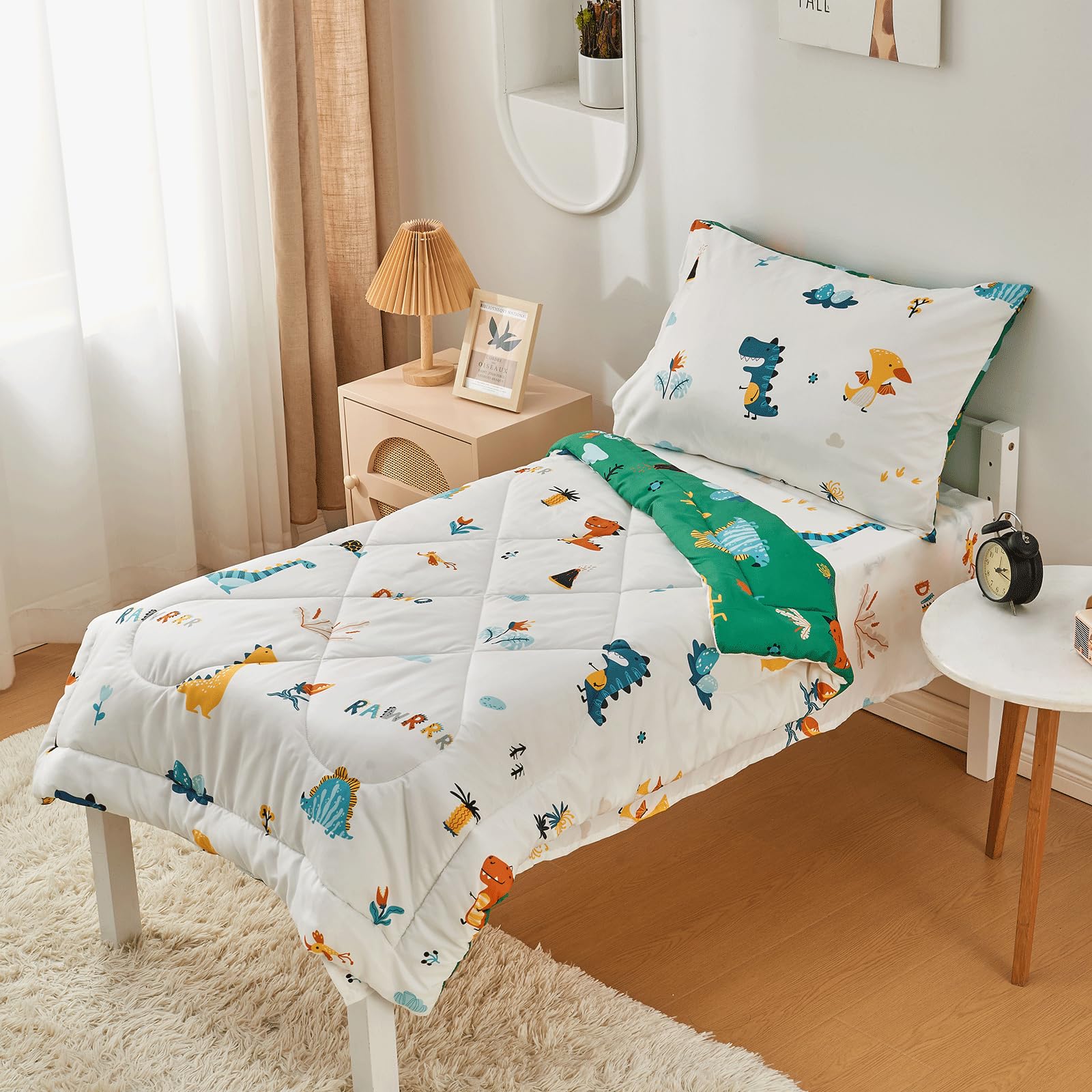 Beeweed bedding care tip for wrinkle-free fluff after low-heat drying.