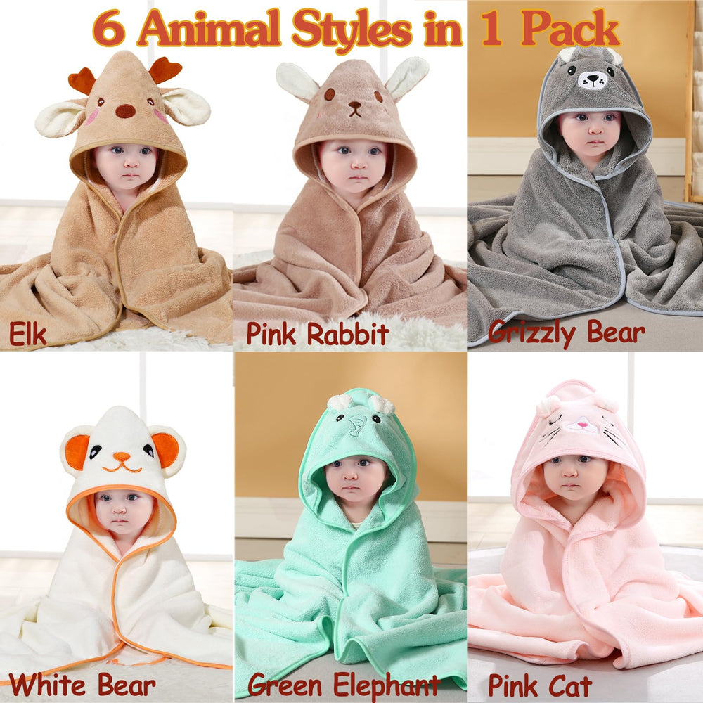 BEFACL hooded baby towel with animal face design for playful bath time