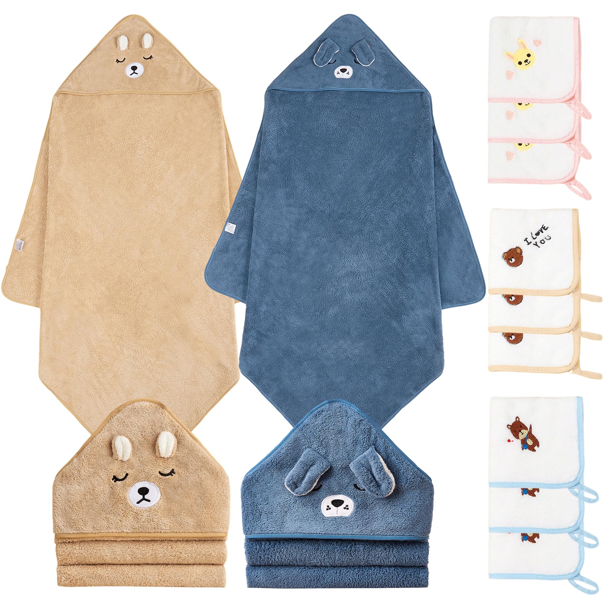 BEFACL hooded towel navy dog design; soft warmth after bath.