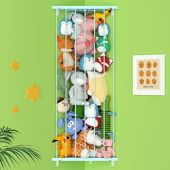 Befayoo corner stuffed animal holder — angled view demonstrates space-saving nursery organization.
