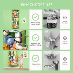 Befayoo corner stuffed animal holder extendable length illustrates adjustable capacity for plush sizes.
