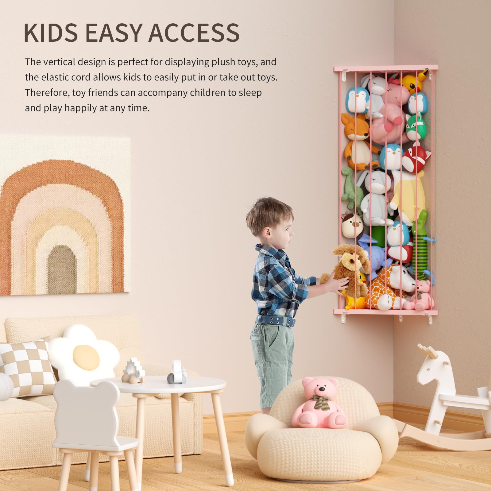 Befayoo pink extra-large plush storage demonstrates colorful, accessible organization in kids' rooms