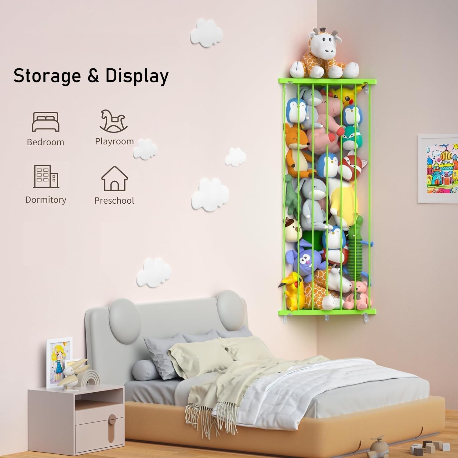 Befayoo stuffed animal storage corner easy assembly with included hardware