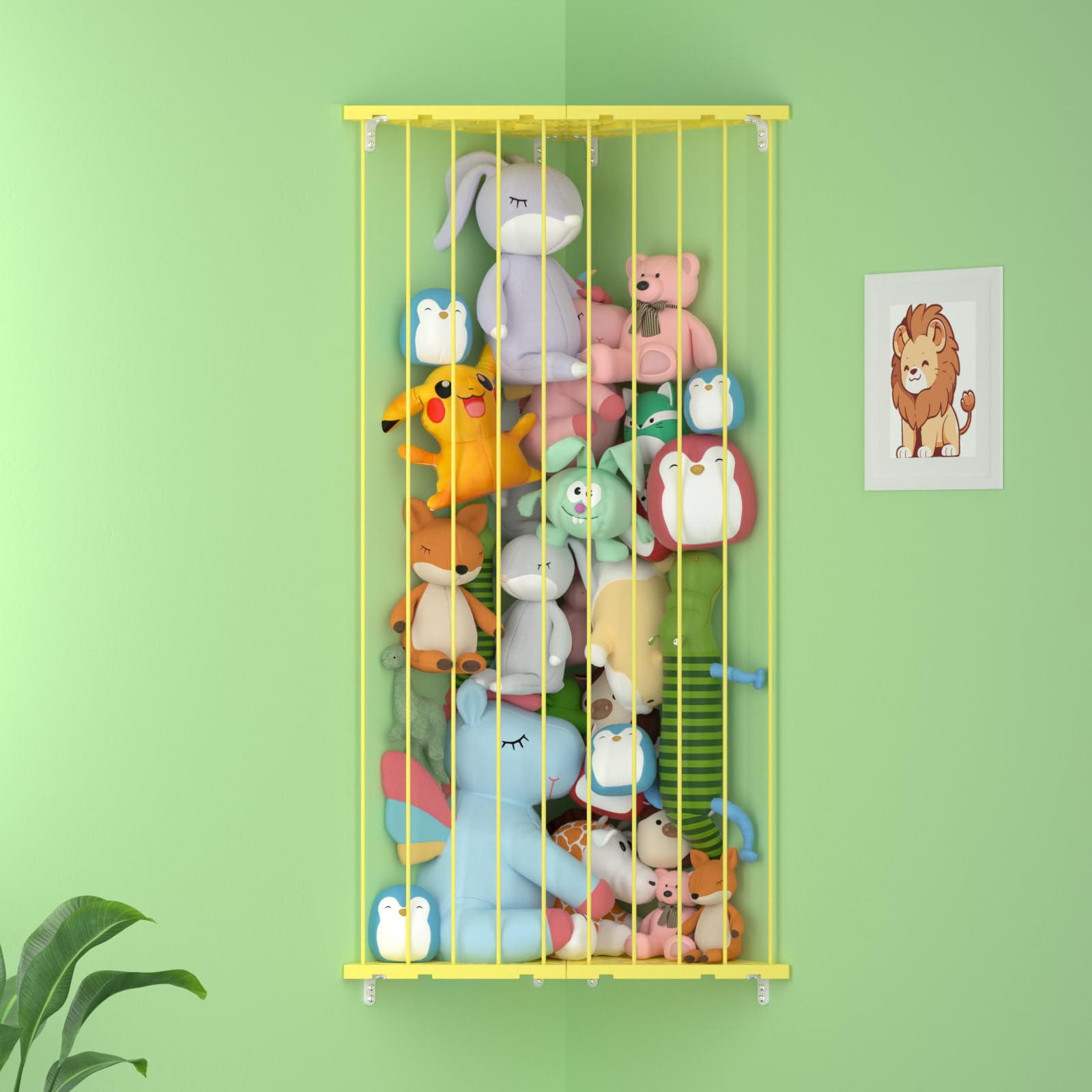 Befayoo stuffed animal storage corner wall assembly shows easy setup and space-saving installation
