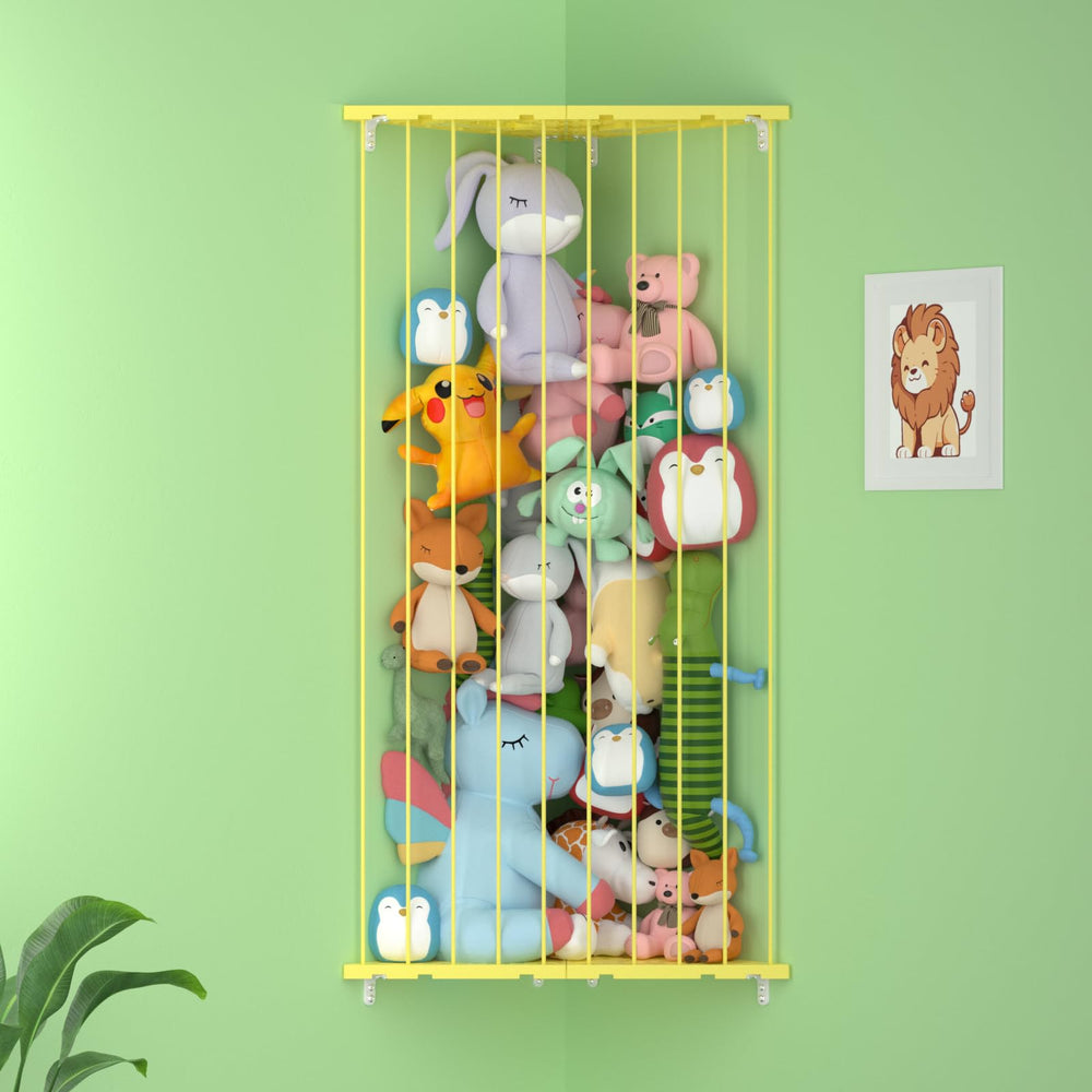 Befayoo stuffed animal storage corner wall assembly shows easy setup and space-saving installation