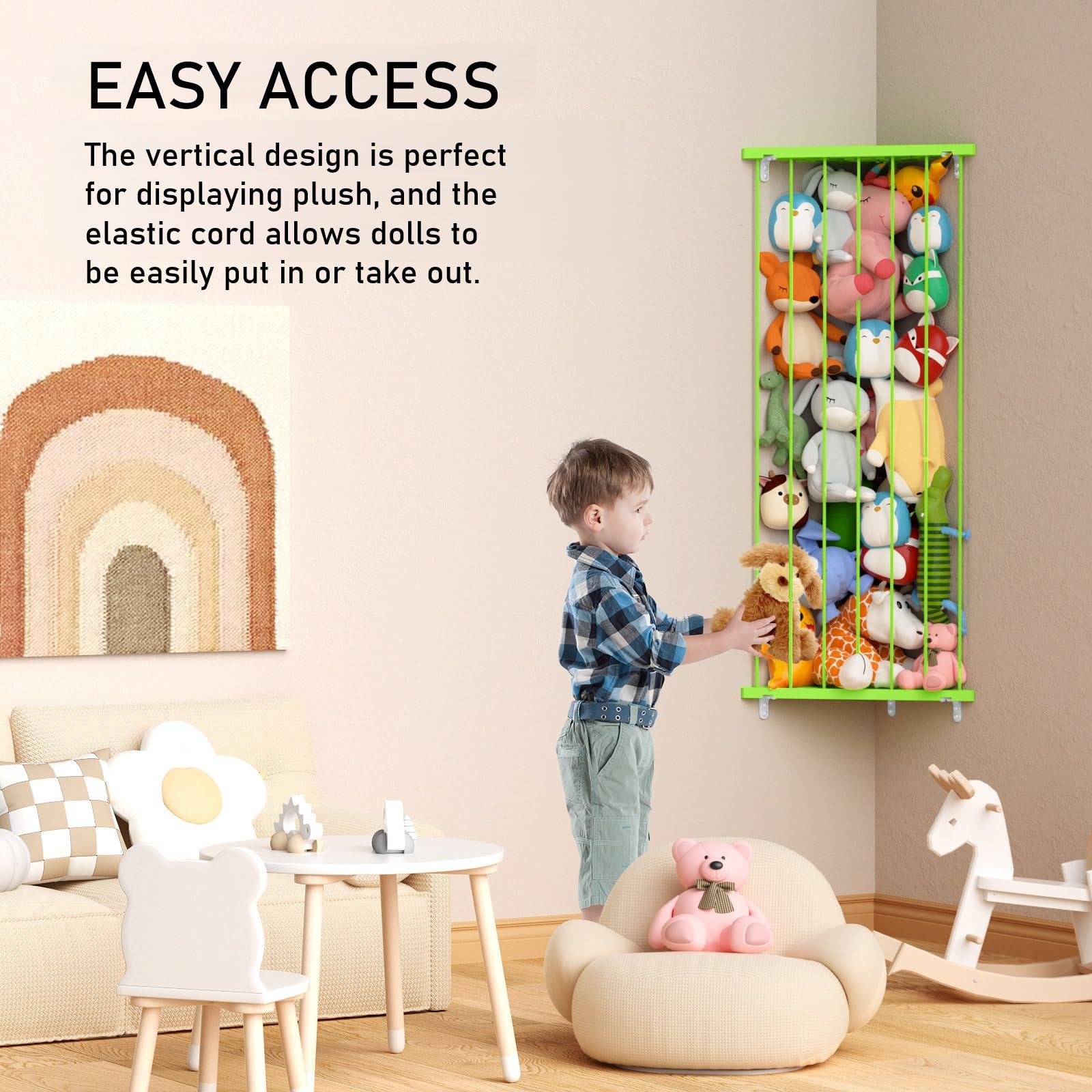 Befayoo stuffed animal storage corner wall-mount blends with decor