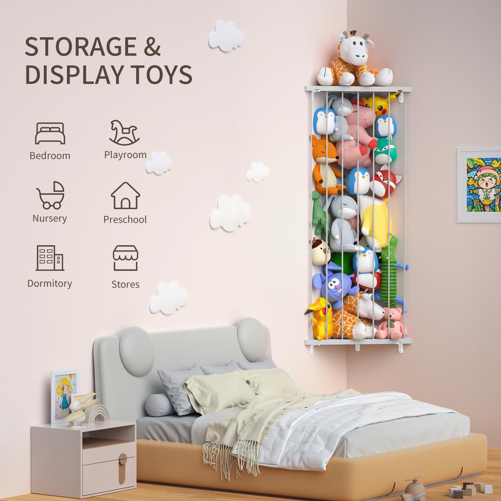 Befayoo vertical storage hanging design keeps animals off the floor and decor-friendly