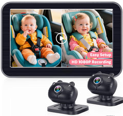 Befumly 2Kids dual-monitor backseat view helps monitor twins clearly.