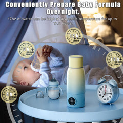 BEGUKO portable bottle warmer in hand for on-the-go feeding.