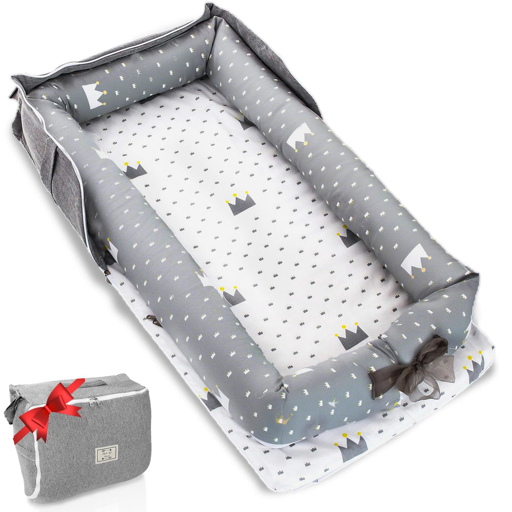 BEIARA Baby Lounger Crown closeup showing breathable cotton for cooling comfort.