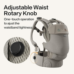 BEIESTATE Rainbow Baby Carrier adjustable-waist-knob close-up enables one-handed tightening.