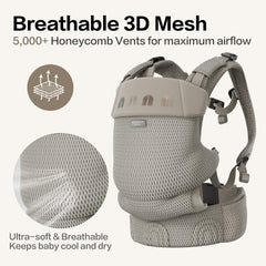 BEIESTATE Rainbow Baby Carrier mesh-fabric close-up highlights breathable, moisture-wicking comfort.