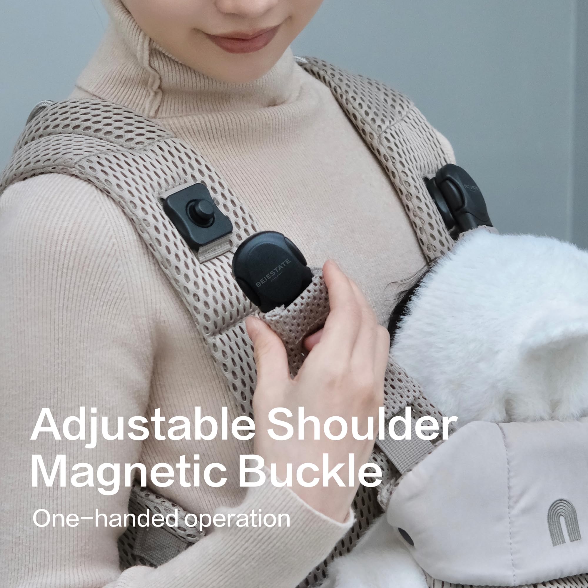BEIESTATE Rainbow Baby Carrier newborn-to-toddler range shows versatile sizing from 0 to 33 lbs.