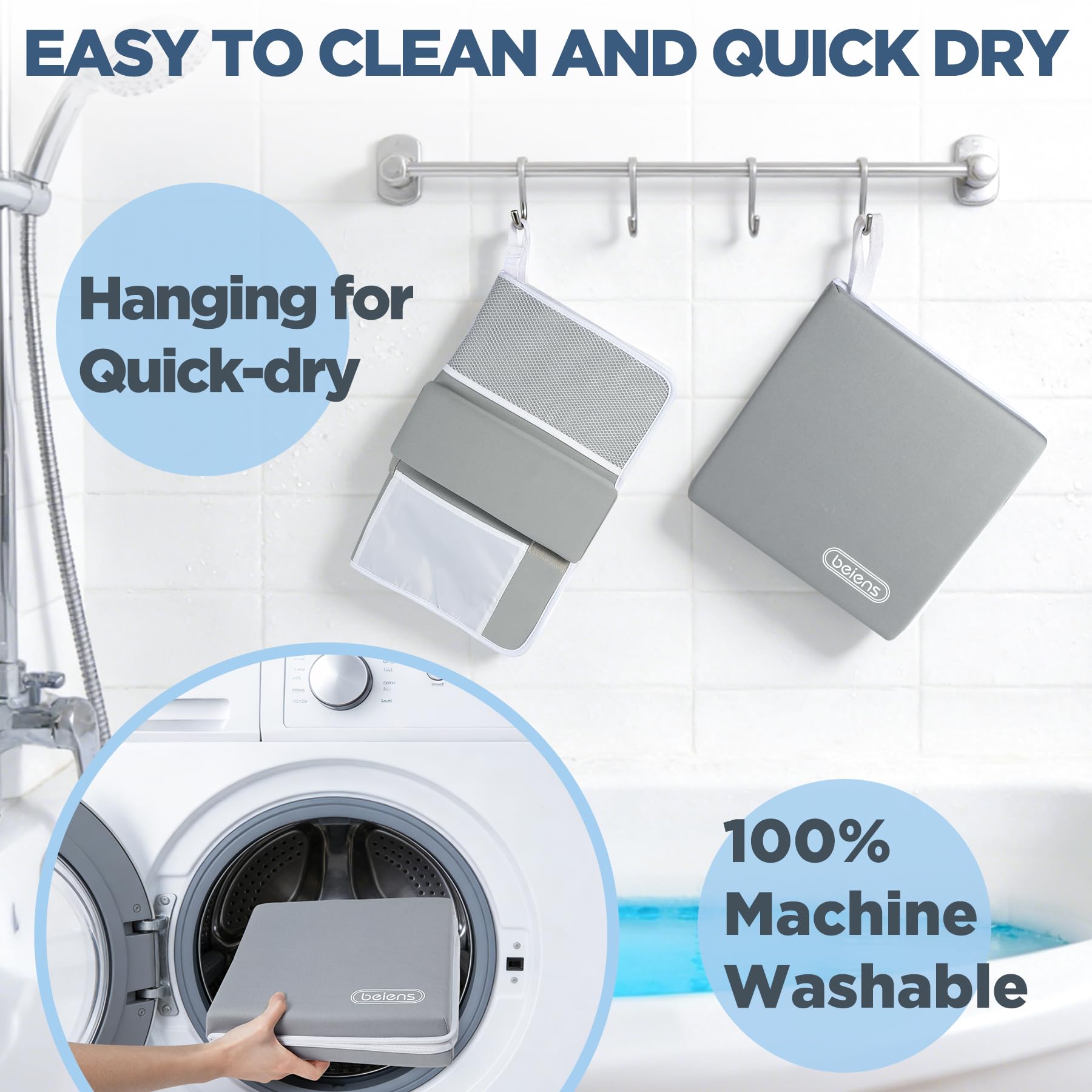 Beiens bath kneeler foldable storage enables quick drying and easy packing