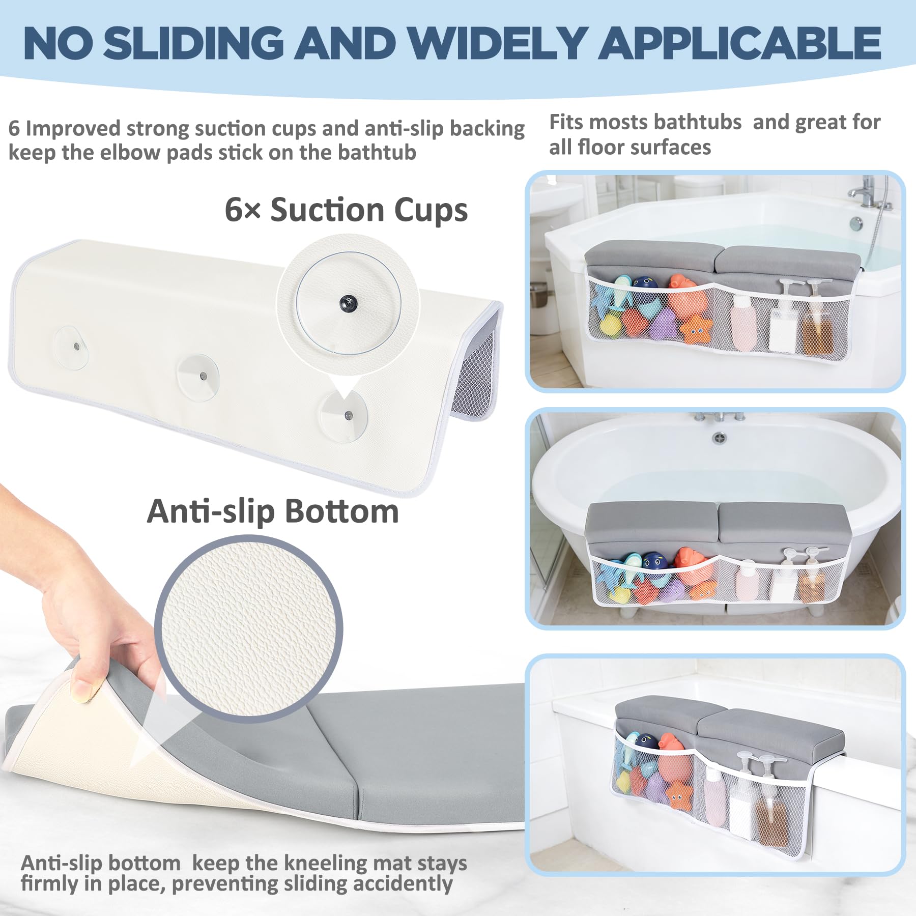 Beiens bath kneeler pocket storage shows toy and product organization within arm's reach