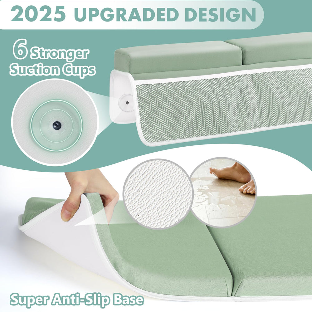 beiens suction cups secure the kneeler to tub for safe bath time