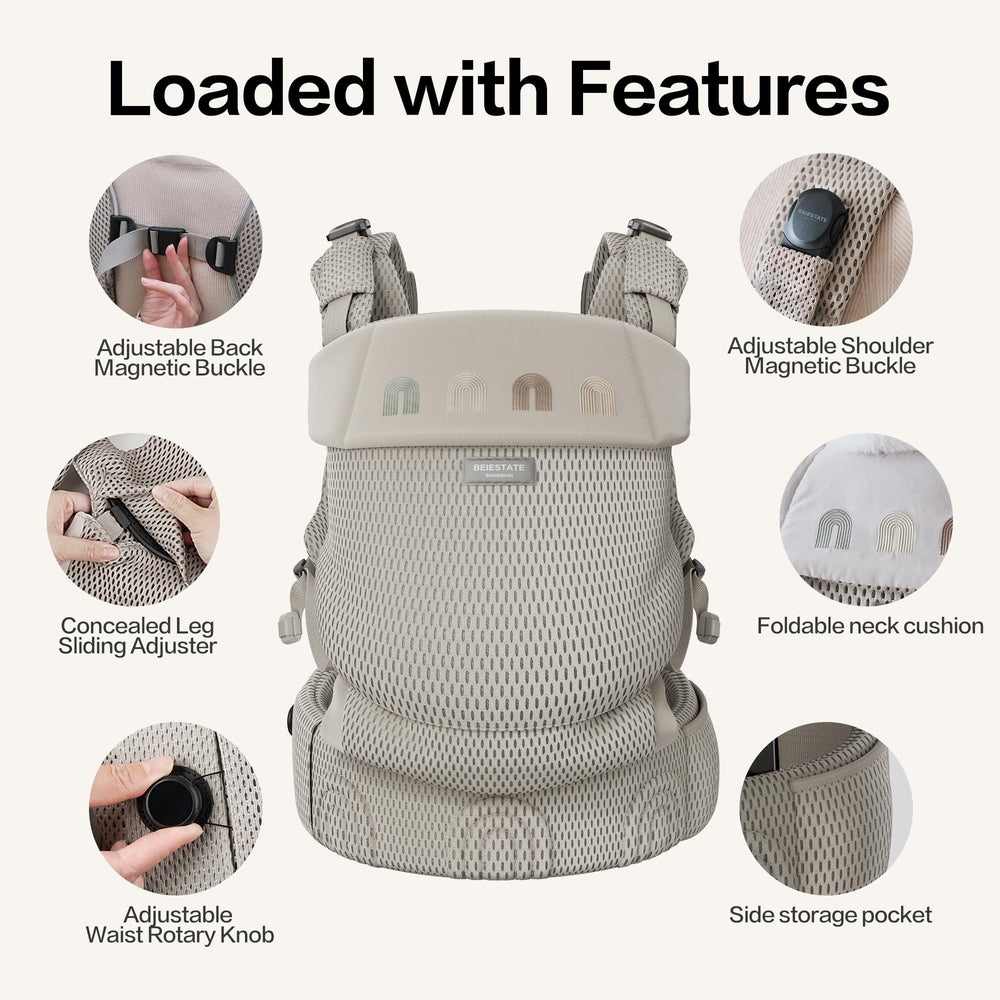 BEIESTATE Rainbow carrier breathable mesh panel highlights airy comfort for all-day wear in warm weather.