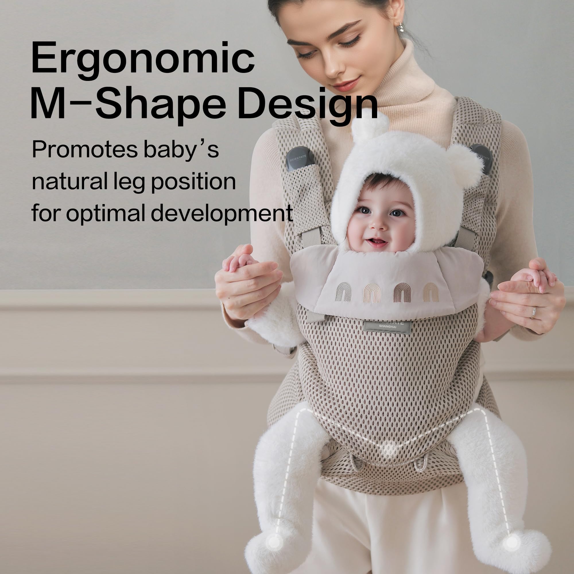 BEIESTATE Rainbow carrier sunshield protects baby from light while maintaining visibility.
