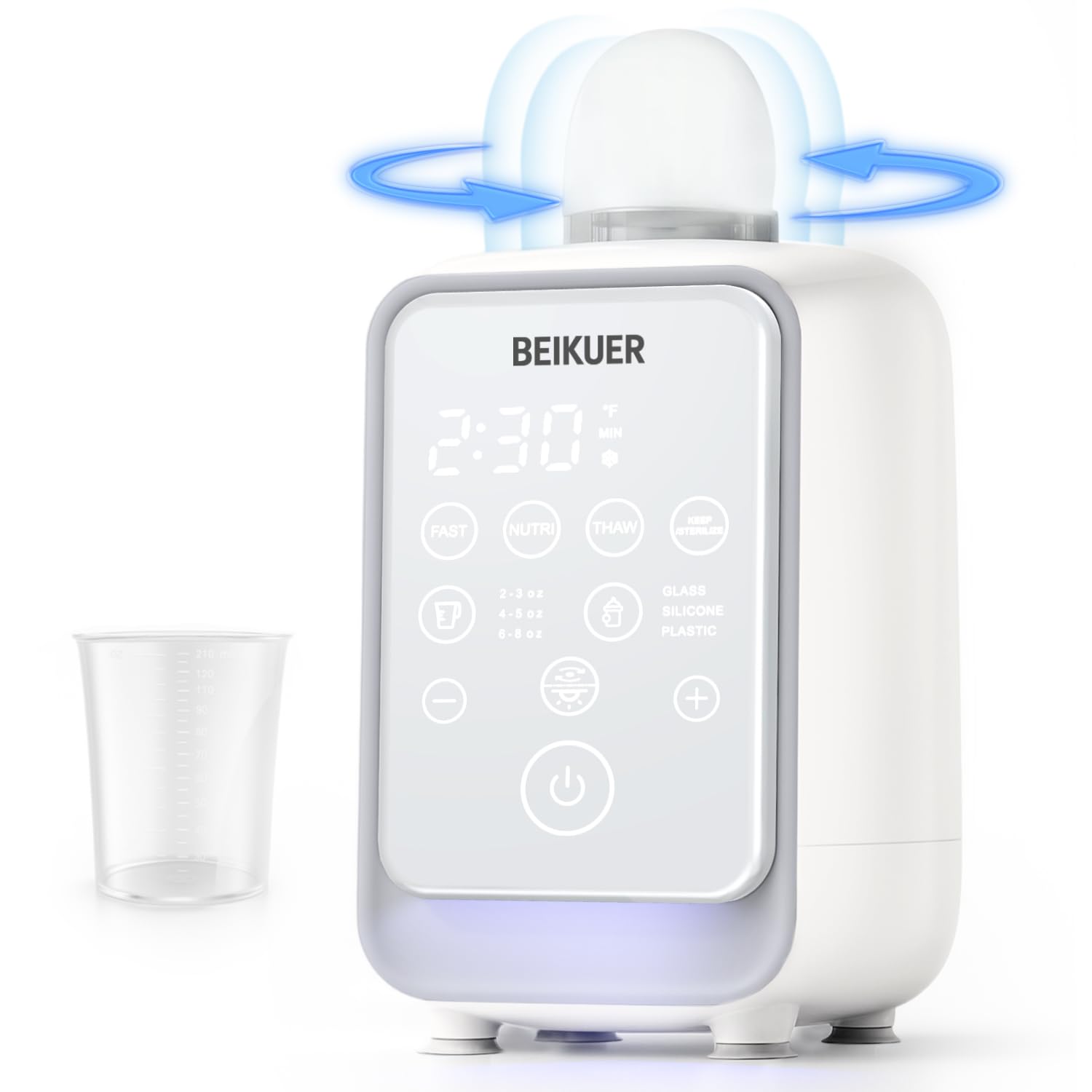 Beikuer 12-in-1 baby bottle warmer front view shows versatile warming for quick feeds.