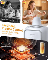 Beikuer 360-degree swirl heating action highlights even warming for bottle feeds.
