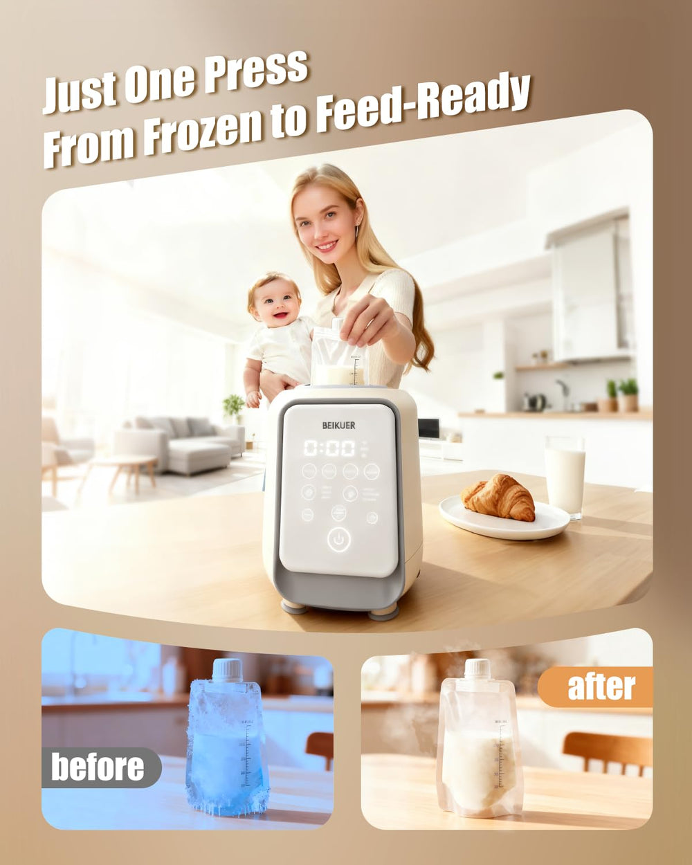 Beikuer wide bottle compatibility fits glass, silicone, and plastic containers.