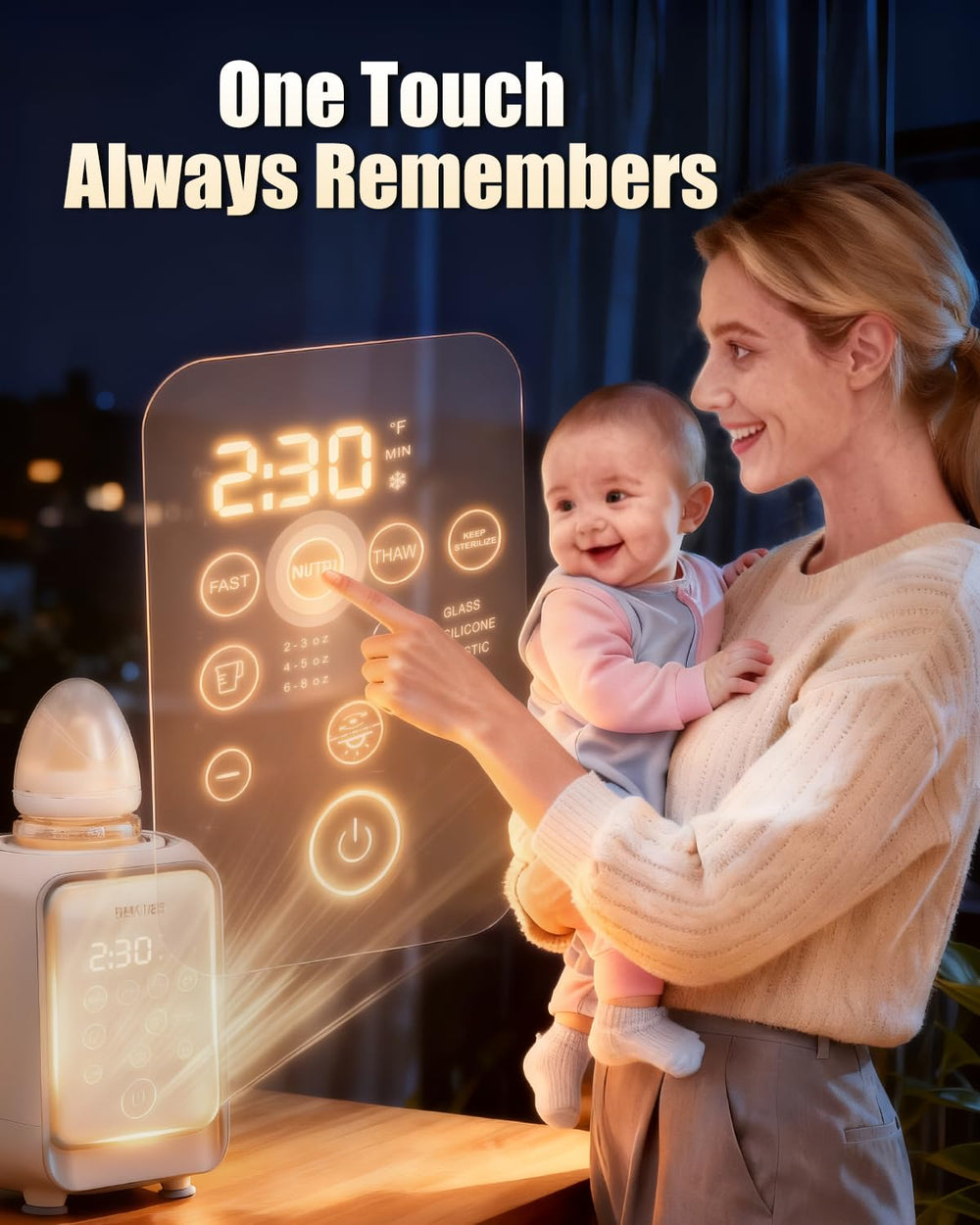 Beikuer night-light gently glows for late-night feeds without waking the baby.