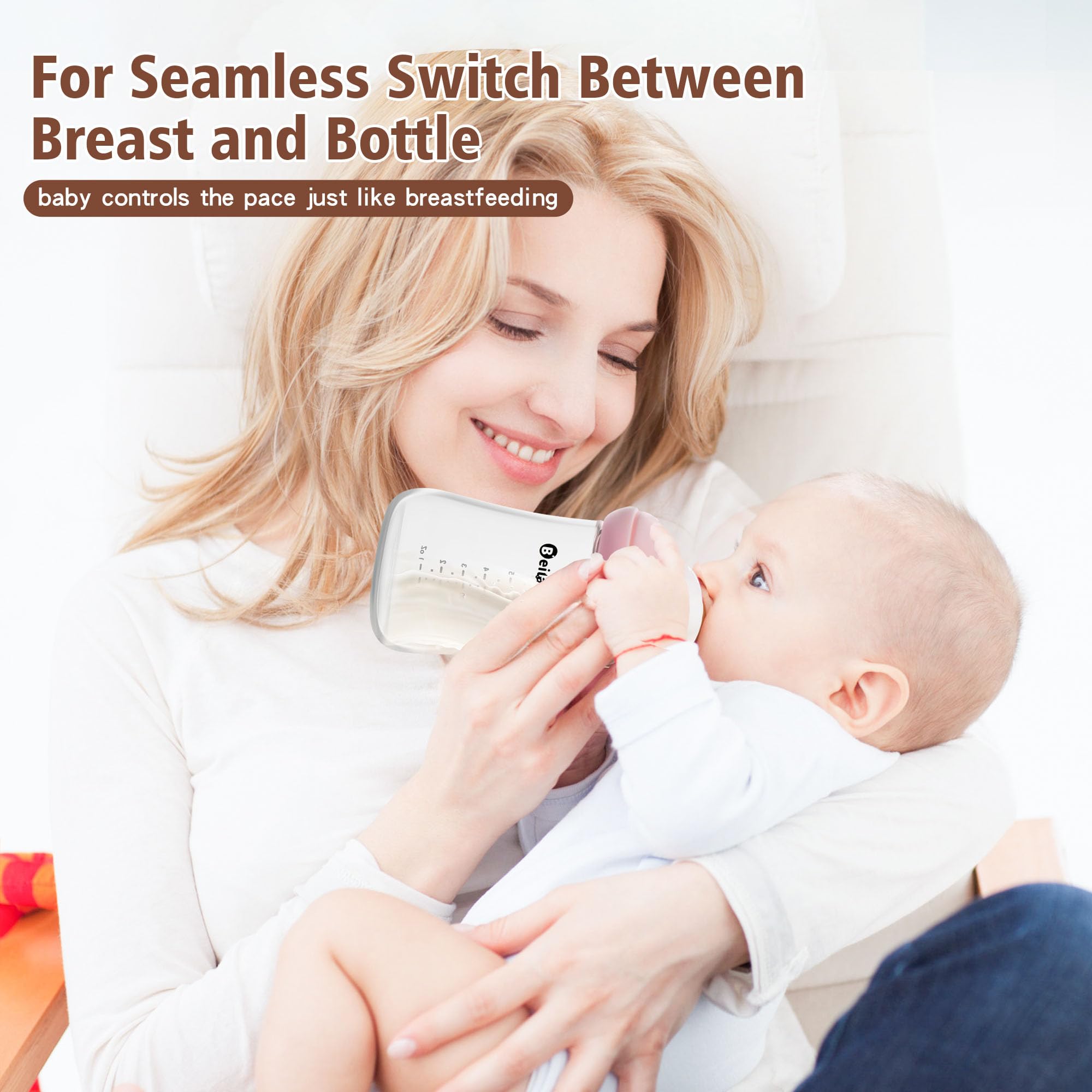 Beilastarx glass baby bottle wide-neck design enables easy filling and cleaning