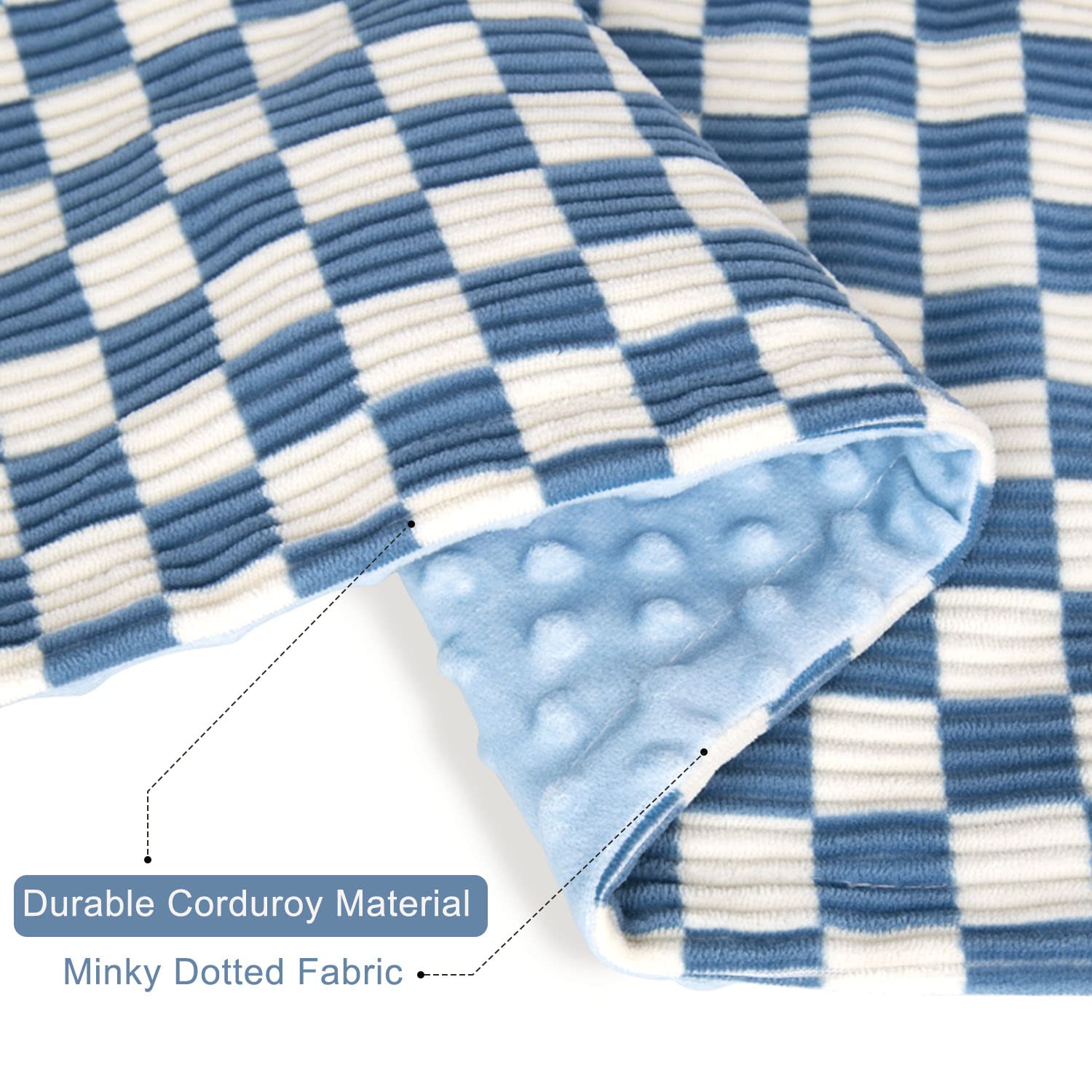 BEILIMU blanket shows soft minky dotted back for gentle touch.