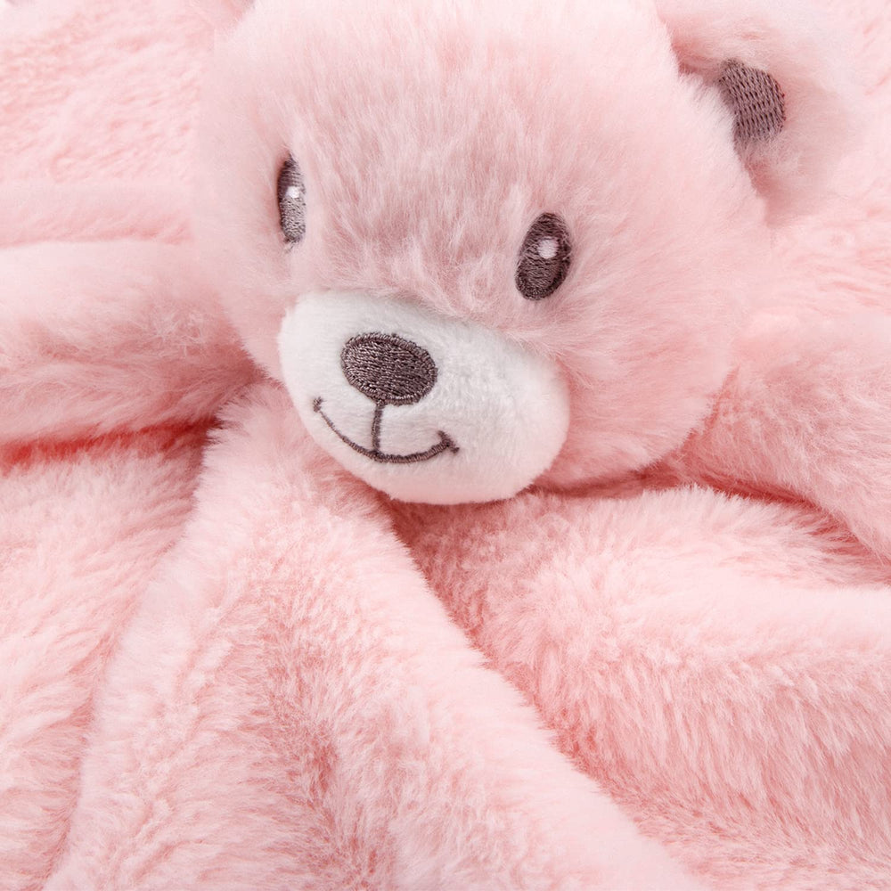 BEILIMU bear-lovey pink 13-5-inch blanket ready for on-the-go comfort.