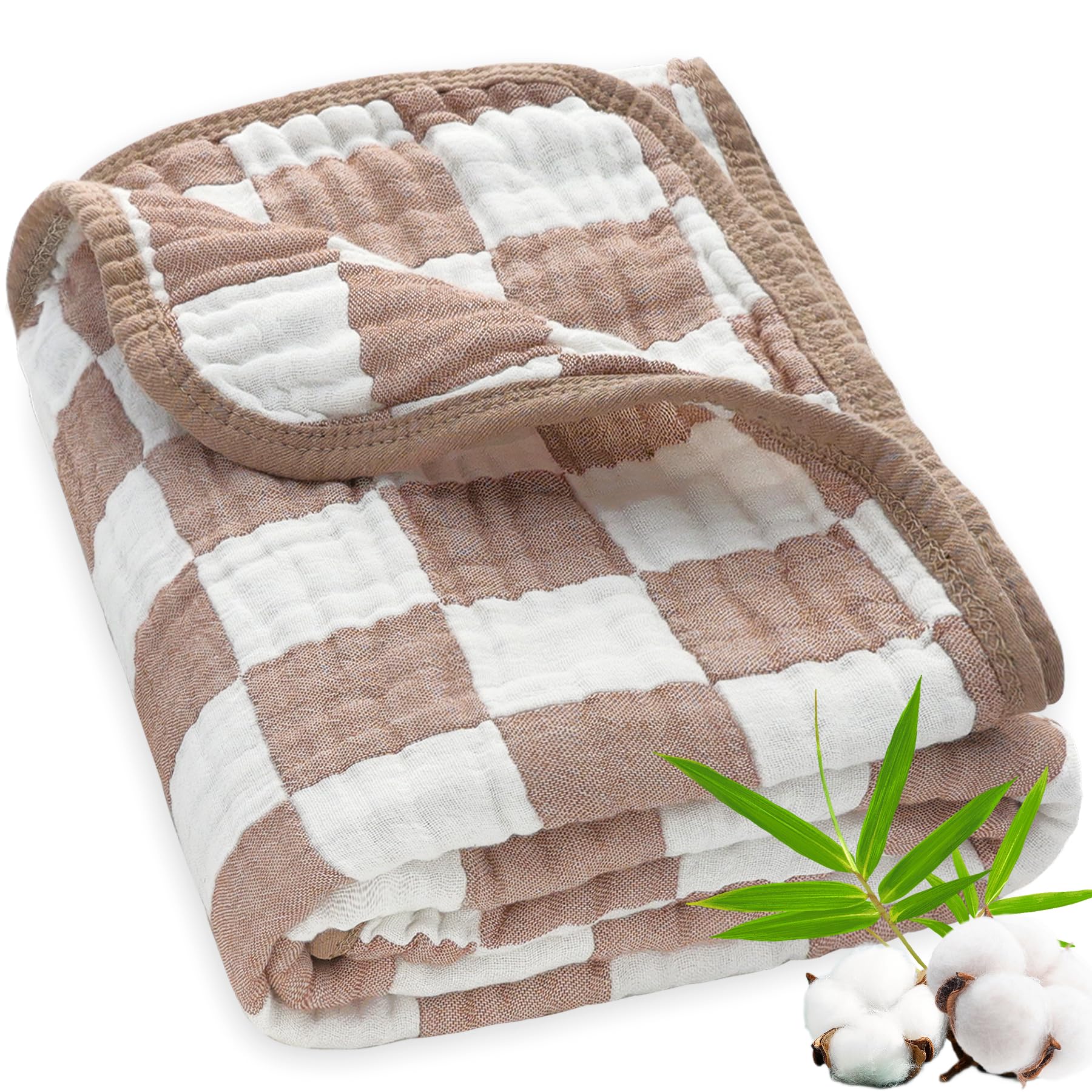 BEILIMU coffee checkered blanket folded for crib use