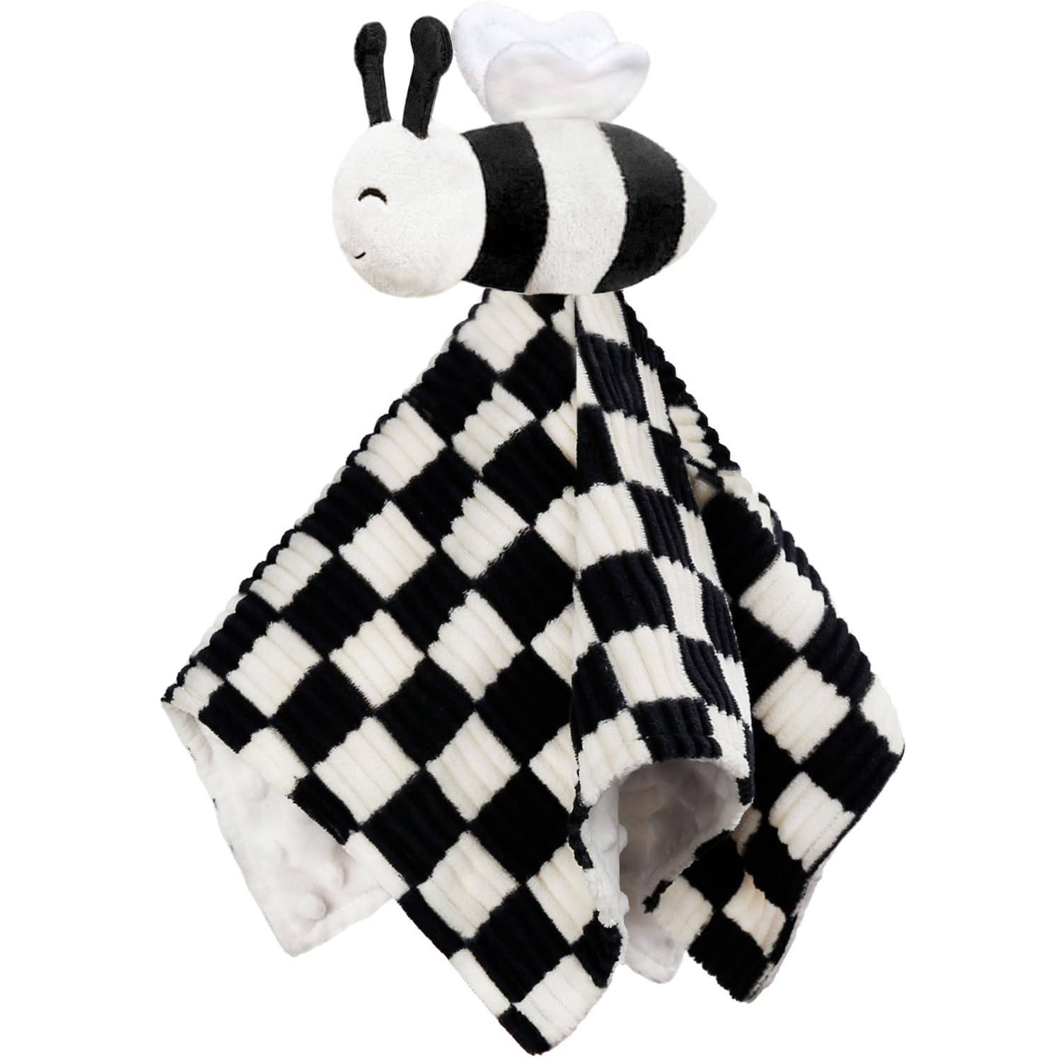 BEILIMU high-contrast baby security blanket in full view for soothing visual interest at nap time.