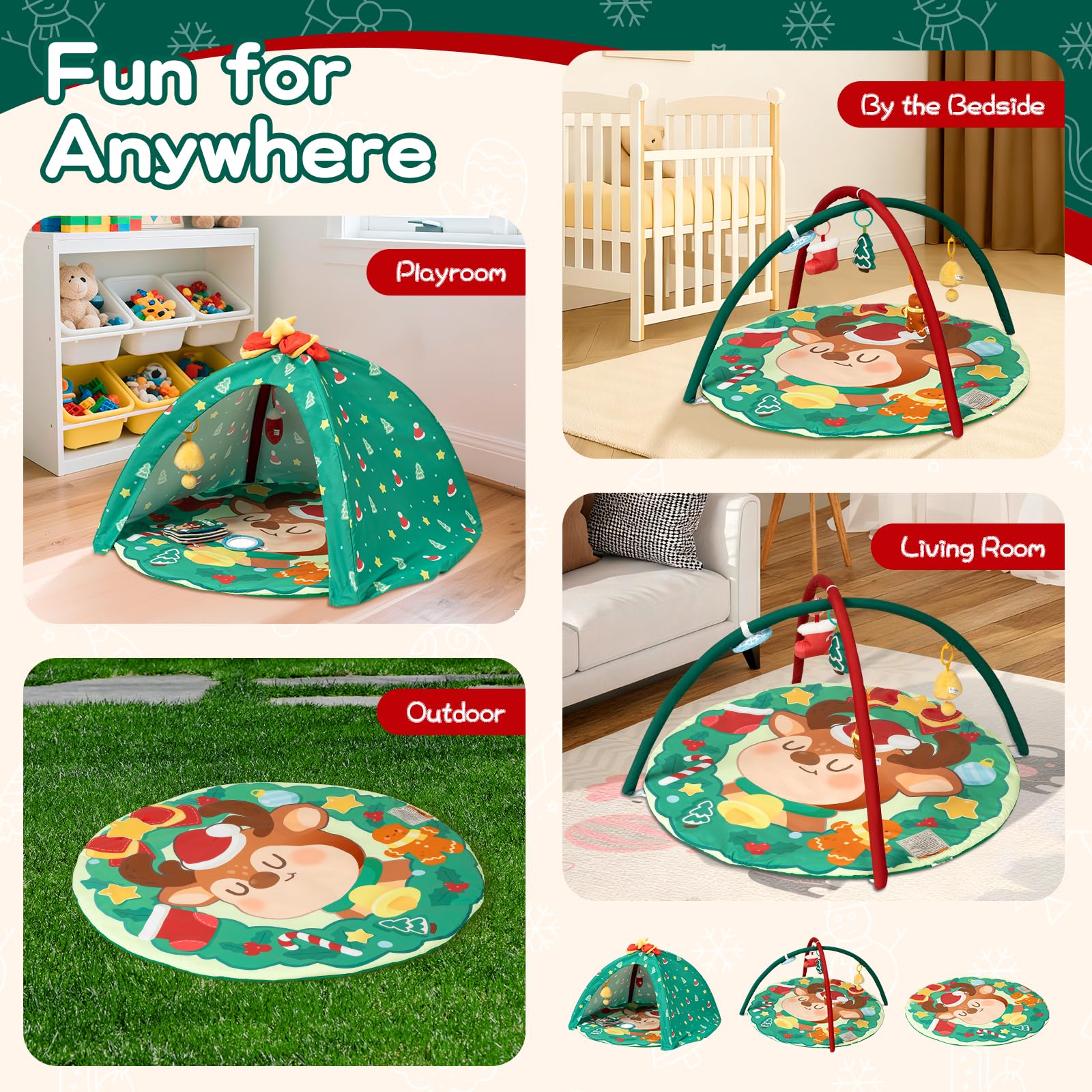 BEINGMATE Care Christmas Play Gym Mat snowflake mirror supports self-recognition