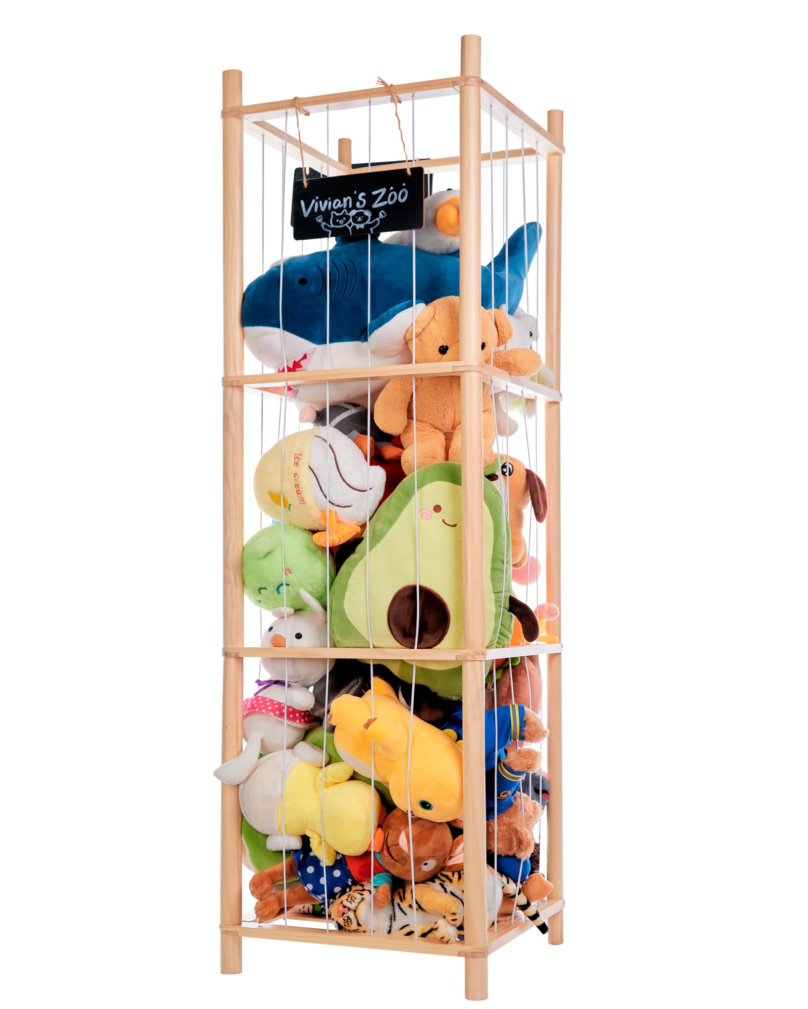 BEINGMATE Care large stuffed animal storage tower neatly organizes plush toys, saving floor space.