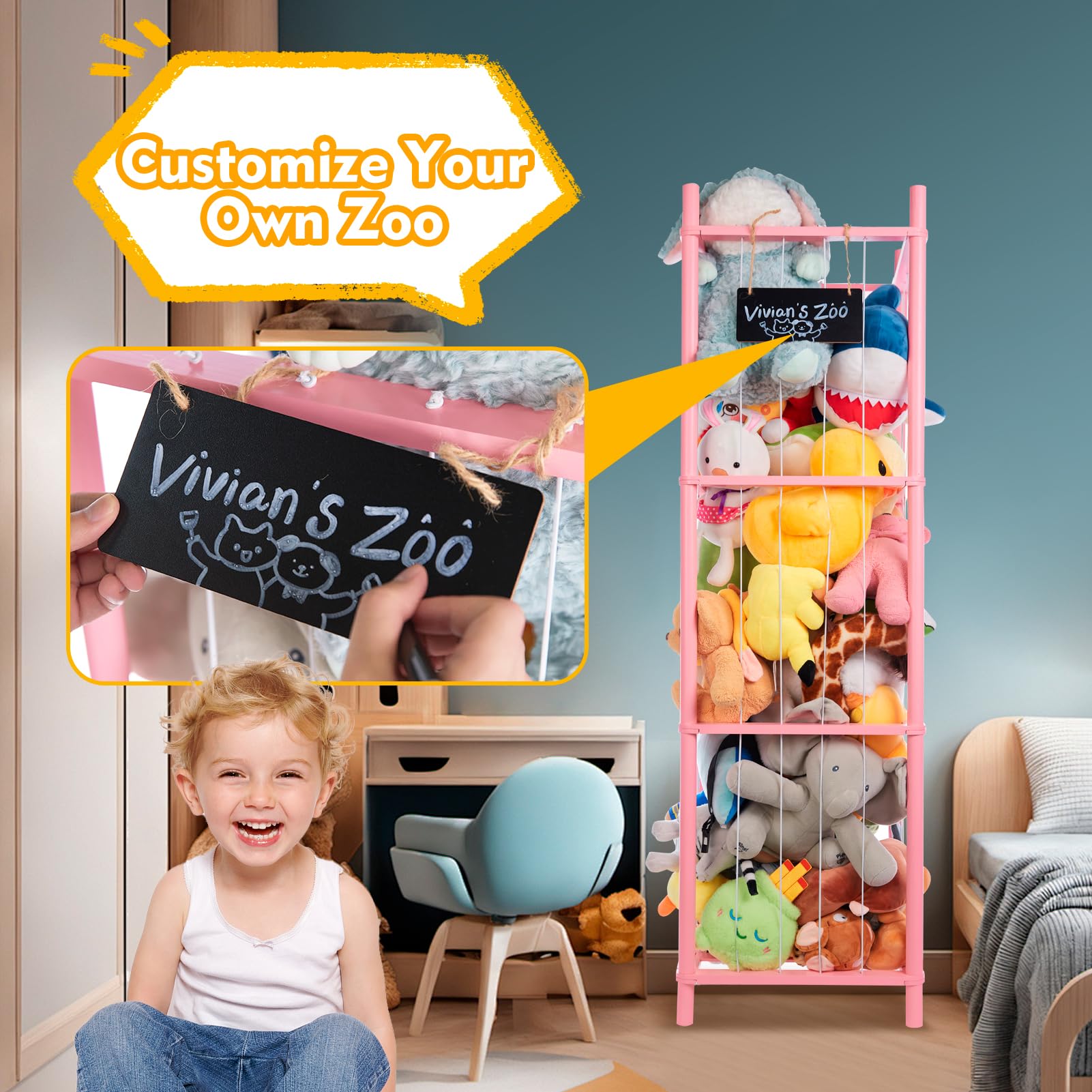 BEINGMATE Care pink color toy storage emphasizes playful, organized toy zone