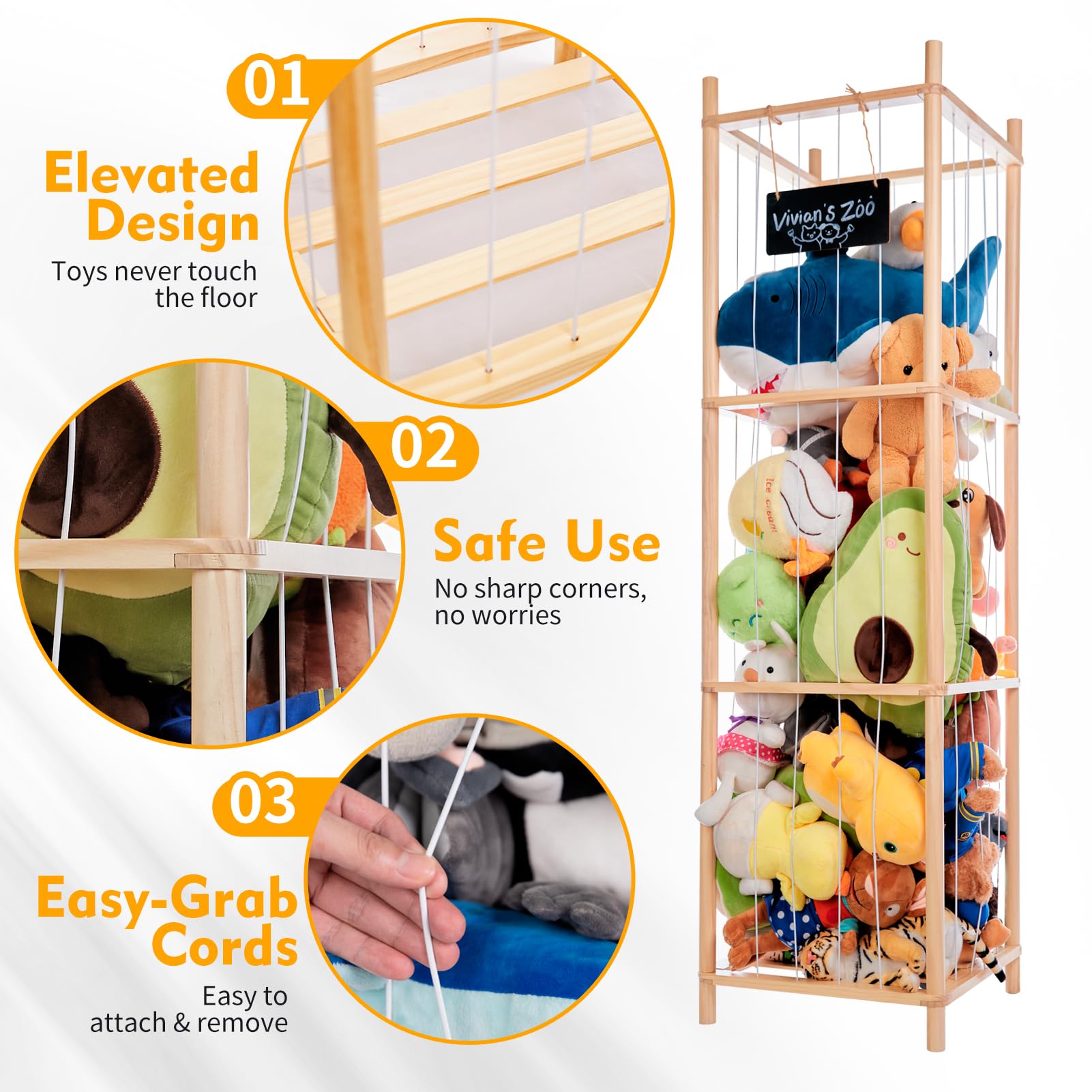 BEINGMATE Care space-saving vertical design frees playroom floor space while keeping toys reachable.