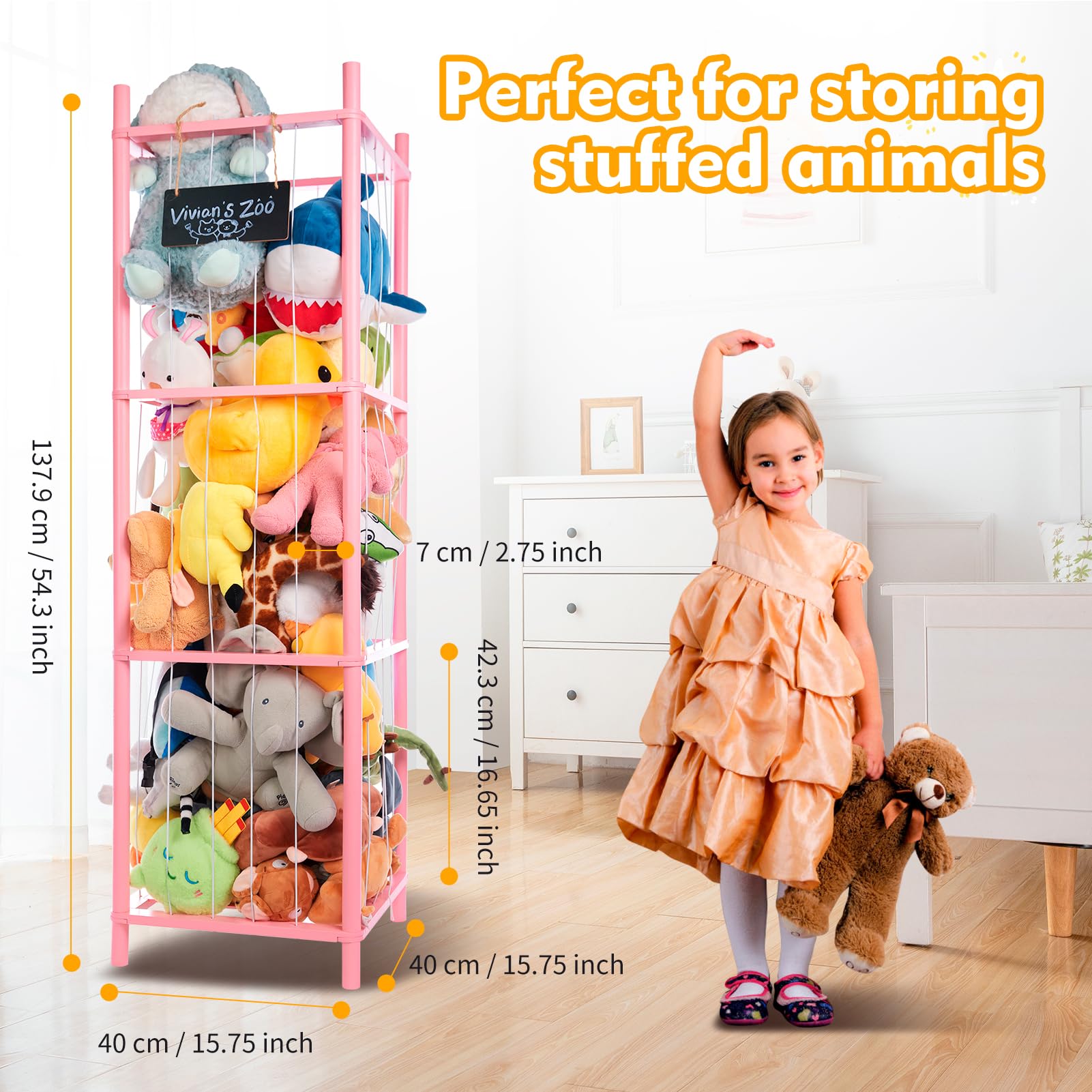 BEINGMATE Care wooden toy zoo side view highlights space-saving organization in kids' room