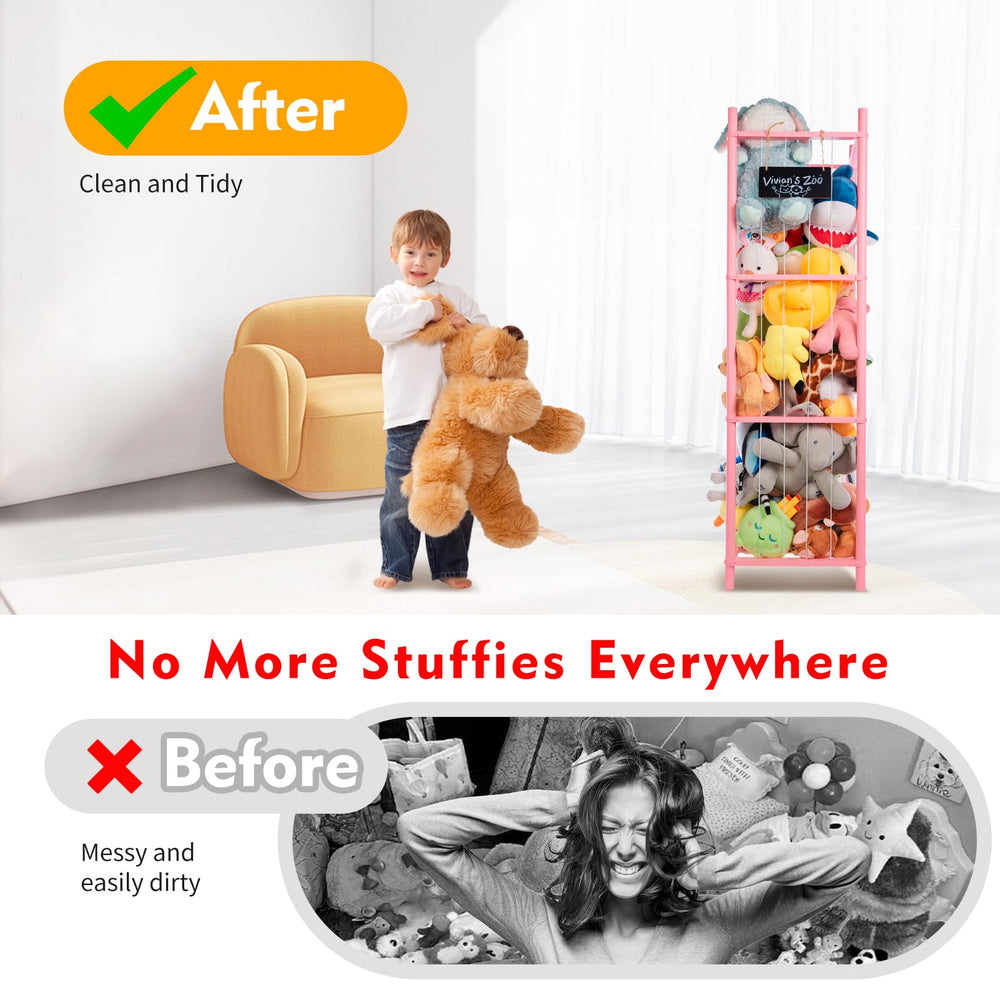 BEINGMATE Care wooden toy zoo top view showcases easy access to plush toys during cleanup