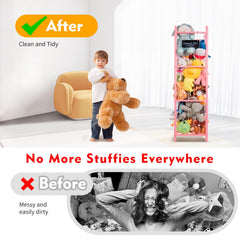 BEINGMATE Care wooden toy zoo top view showcases easy access to plush toys during cleanup