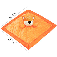Beilimu Fox Lovie satin back detail offers silky touch for calming infants.