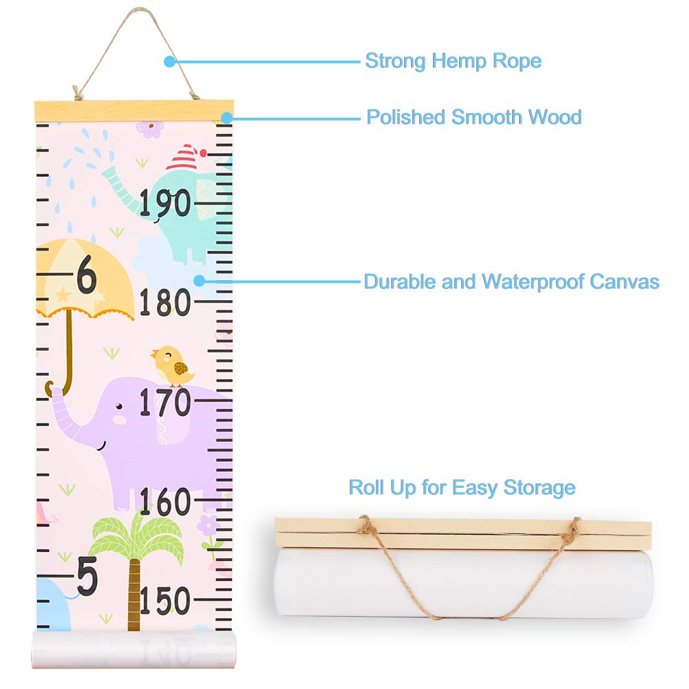 Beinou canvas growth chart easy install with top rope for hanging