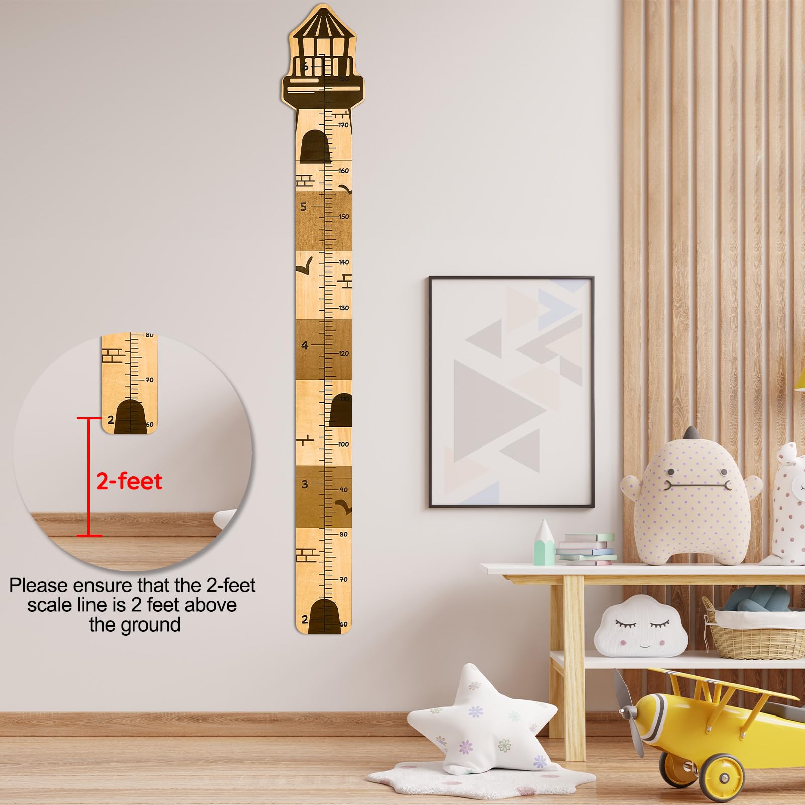 Beinou growth chart installed with 3M adhesive for easy wall mounting.