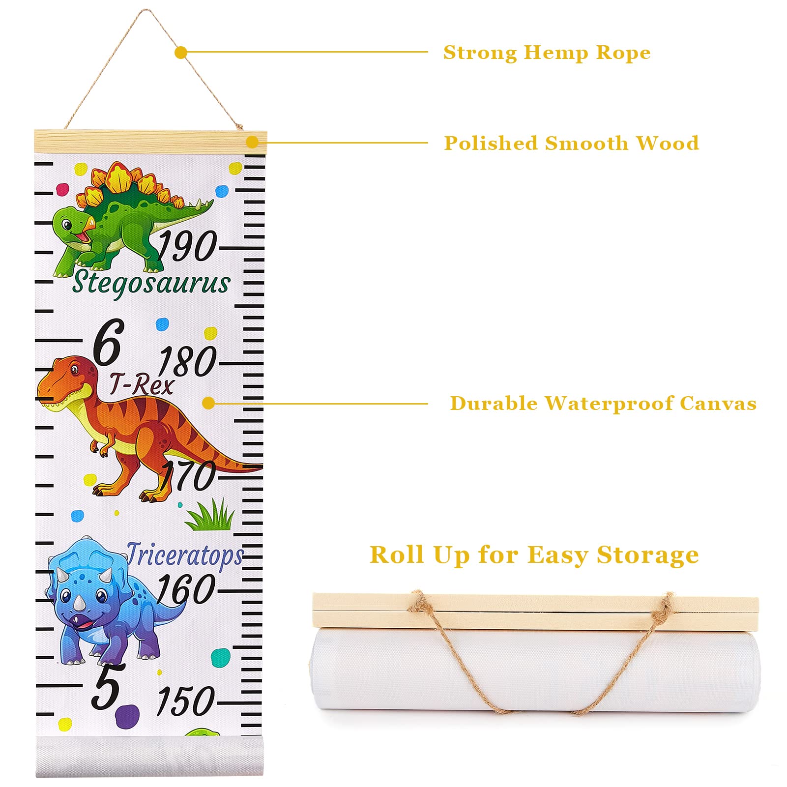 Beinou growth chart canvas close-up shows durable material and smooth hemp rope.