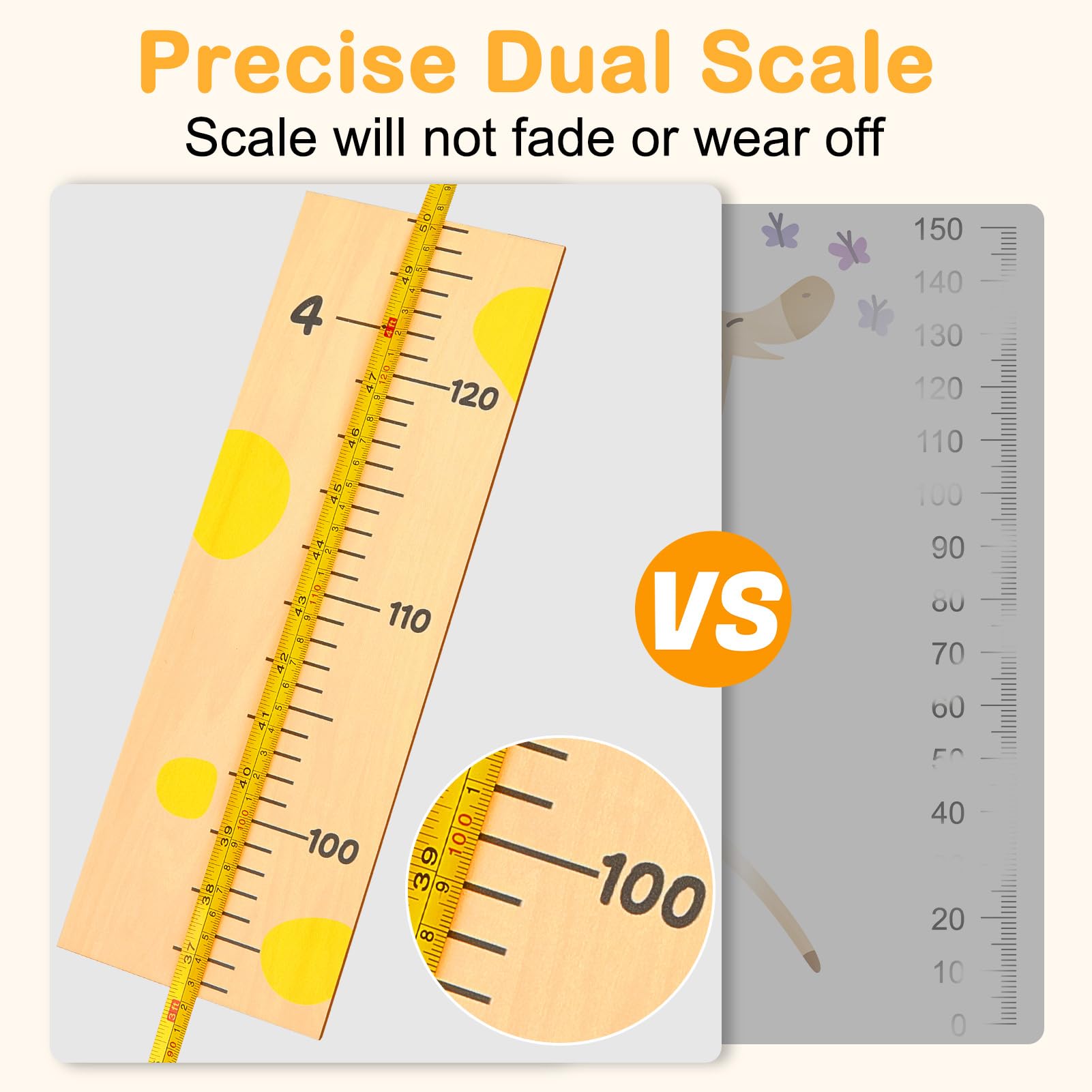 Beinou growth chart installation on wall with 3M adhesive for easy setup.