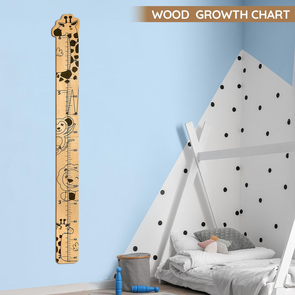 Beinou Growth Chart wood panel features charming animals for easy height tracking.