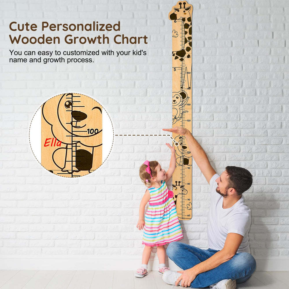Beinou Growth Chart wood panel with friendly animals supports family moments.