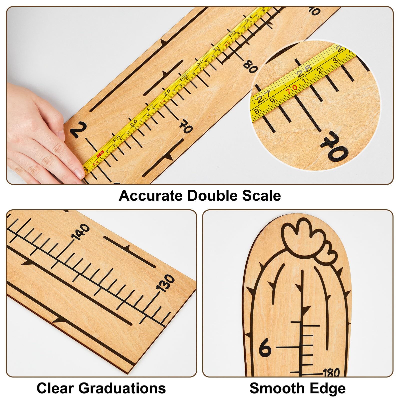 Beinou Growth Chart wood-grain detail—natural material enhances home style while tracking height