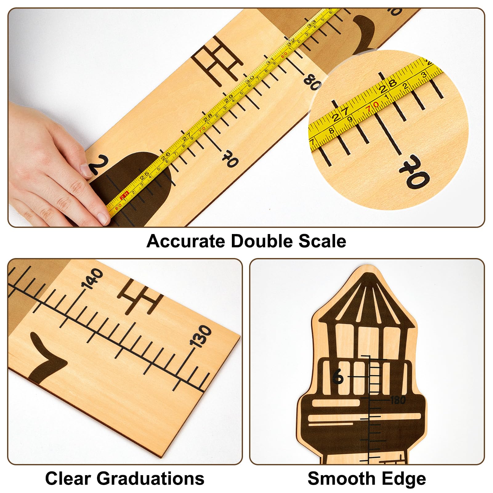 Beinou wooden growth ruler demonstrates durable wood and timeless decor appeal.