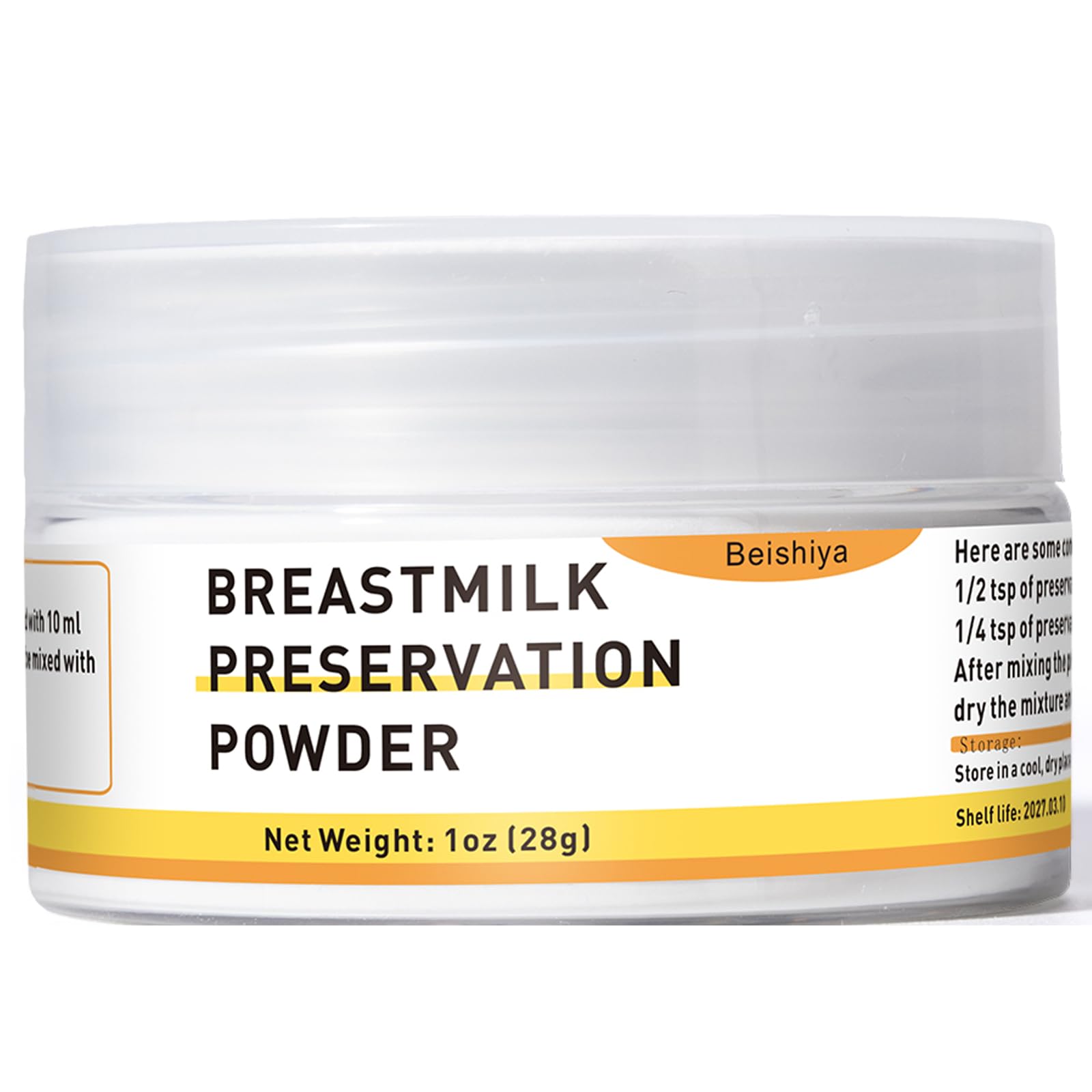 Beishiya breastmilk powder packaging for 1 oz bottle—ready for delicate keepsake projects