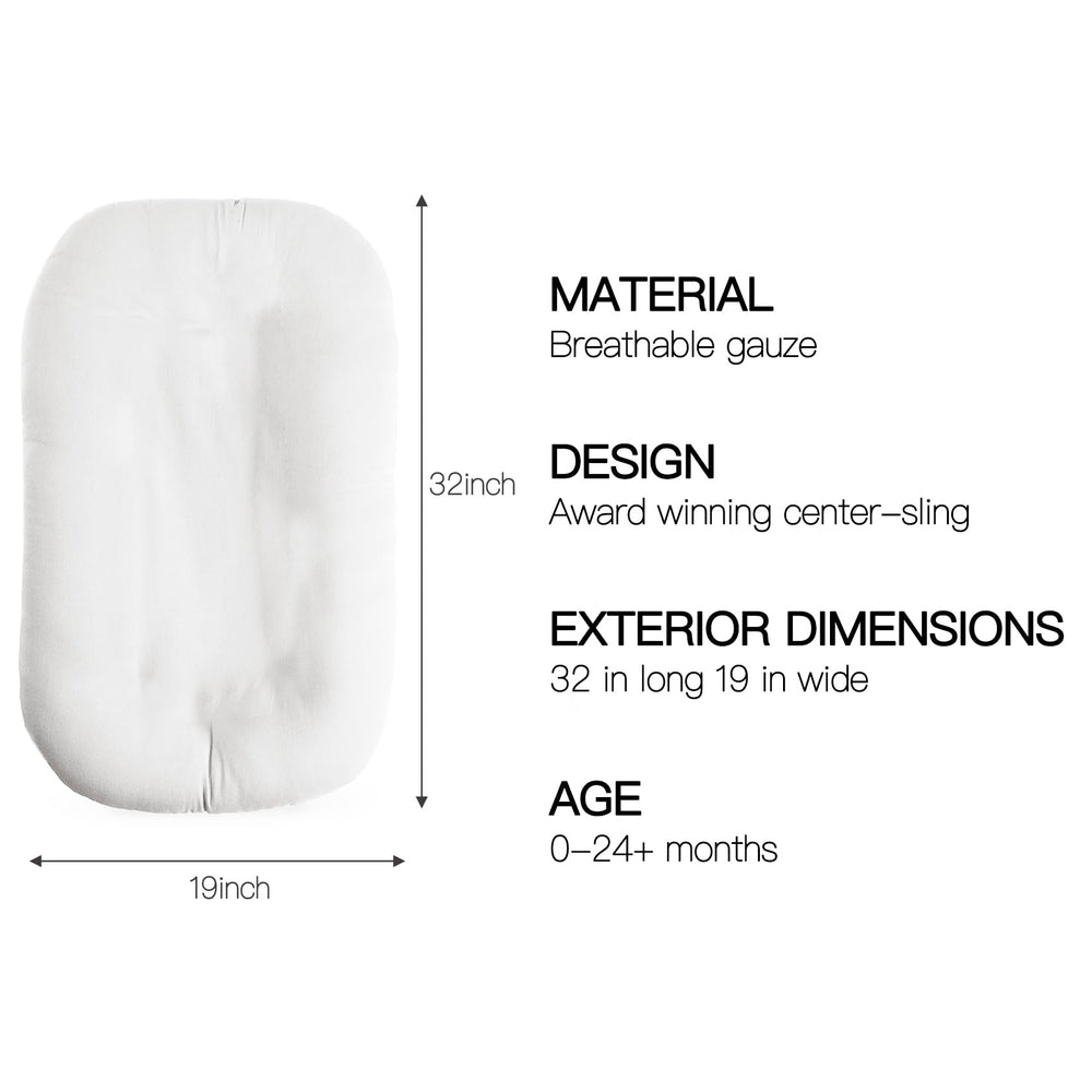 Beisurznga baby lounger shows 0–24 months use, supporting growth and self-adjustment.