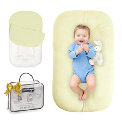 Beisurznga baby lounger 32x19 in yellow for cozy playtime.